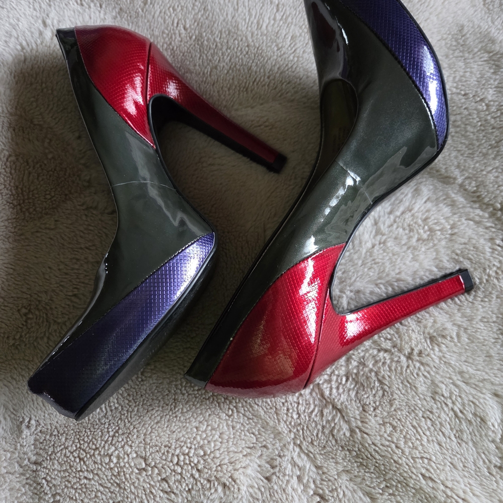 Gianni Bini Red, Purple & Gray Patent High Heel Pumps